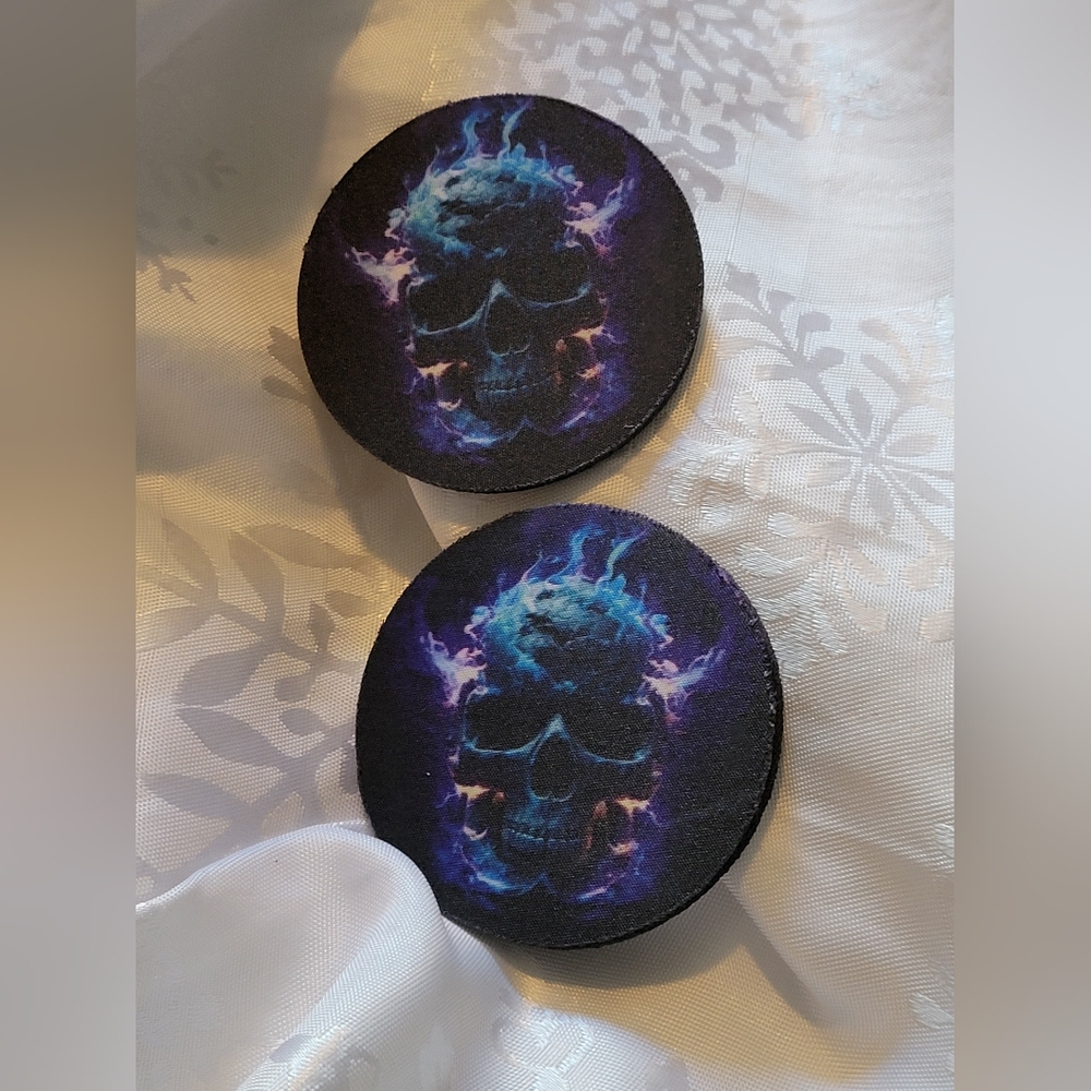 🌲BUY 1 GET 1 FREE 🌲 2pc Car Skull Design Coasters